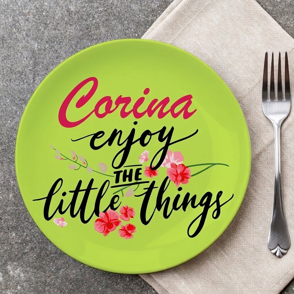Gepersonaliseerd bord met tekst - Enjoy the little things