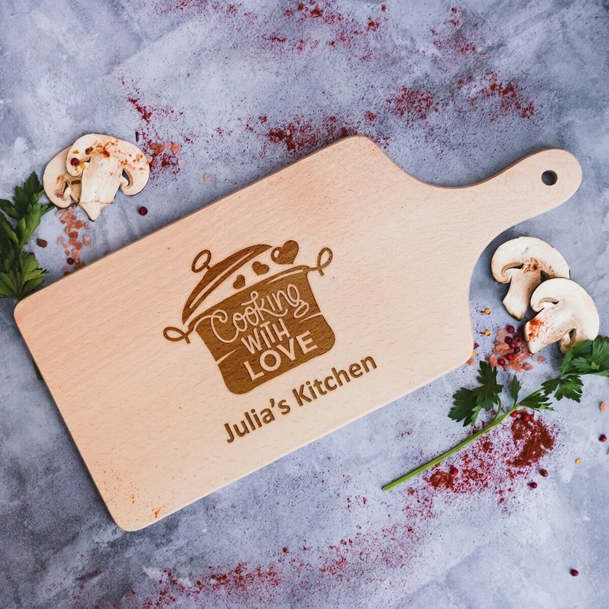 Customised chopping board - Cooking with love
