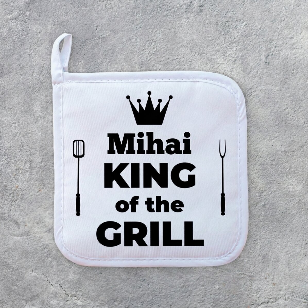 Gepersonaliseerde onderzetter voor hete pannen met tekst - King of the Grill