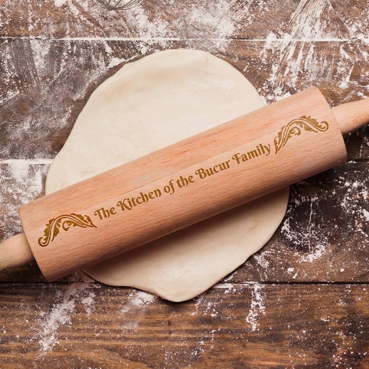 Personalised wooden rolling pin - Your family