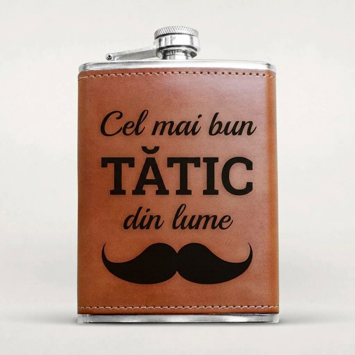 Gepersonaliseerde zakfles met lederen hoes - Best DAD