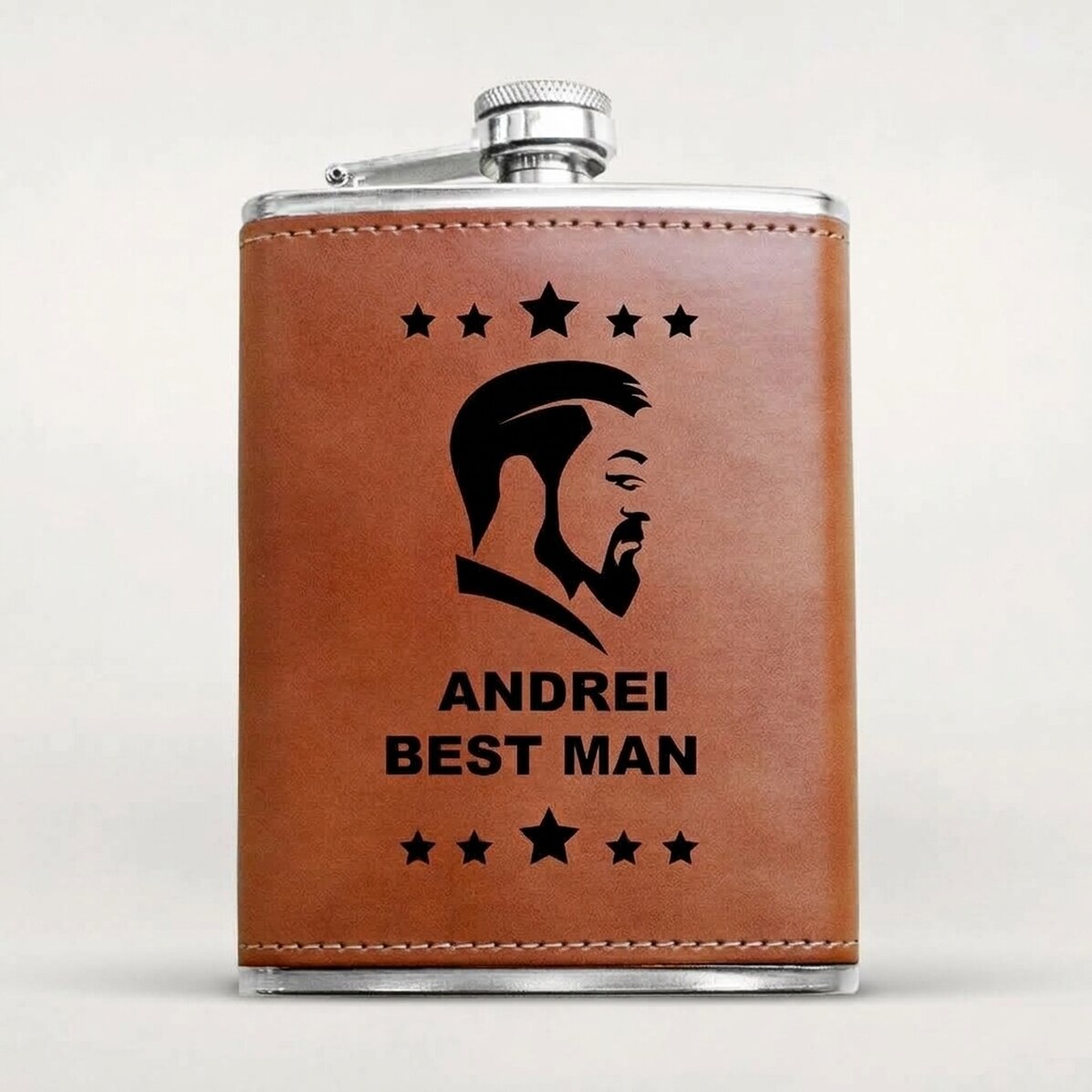 Personalised leather-covered hip flask - Best man