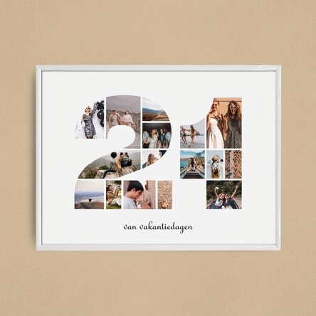 Gepersonaliseerd landschapsschilderij met 15 foto’s, model nr. 21 en tekstbericht
