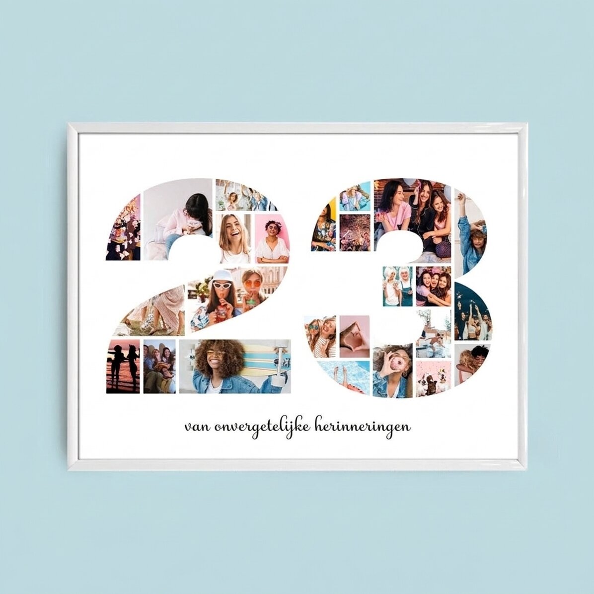 Gepersonaliseerd landschapsschilderij met 25 foto’s, model nummer 23 en tekstbericht