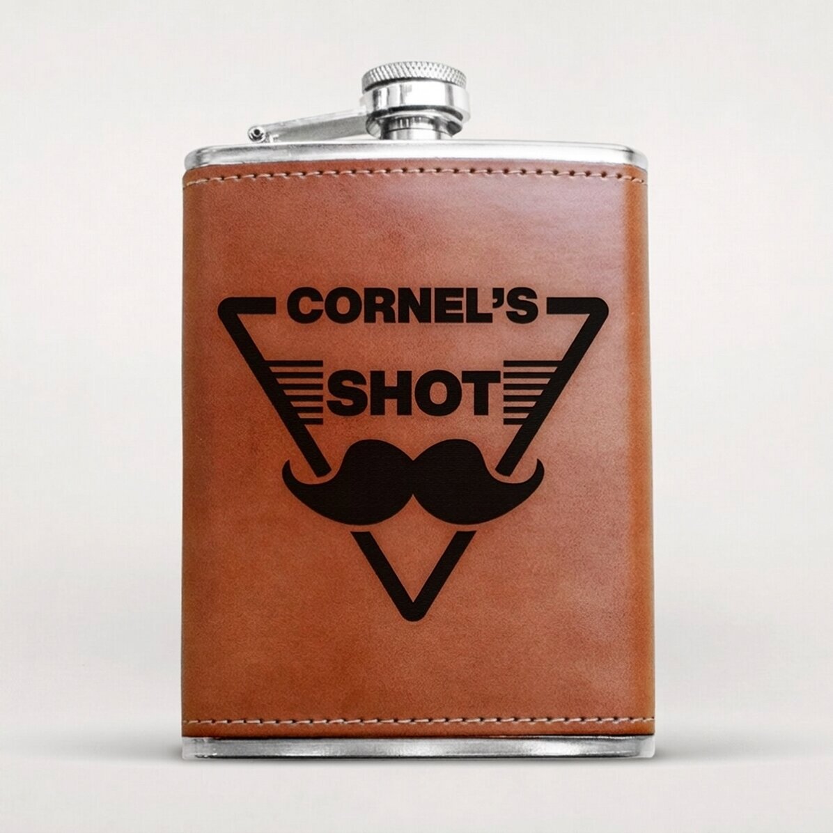 Gepersonaliseerde, met leer beklede zakfles - Shot