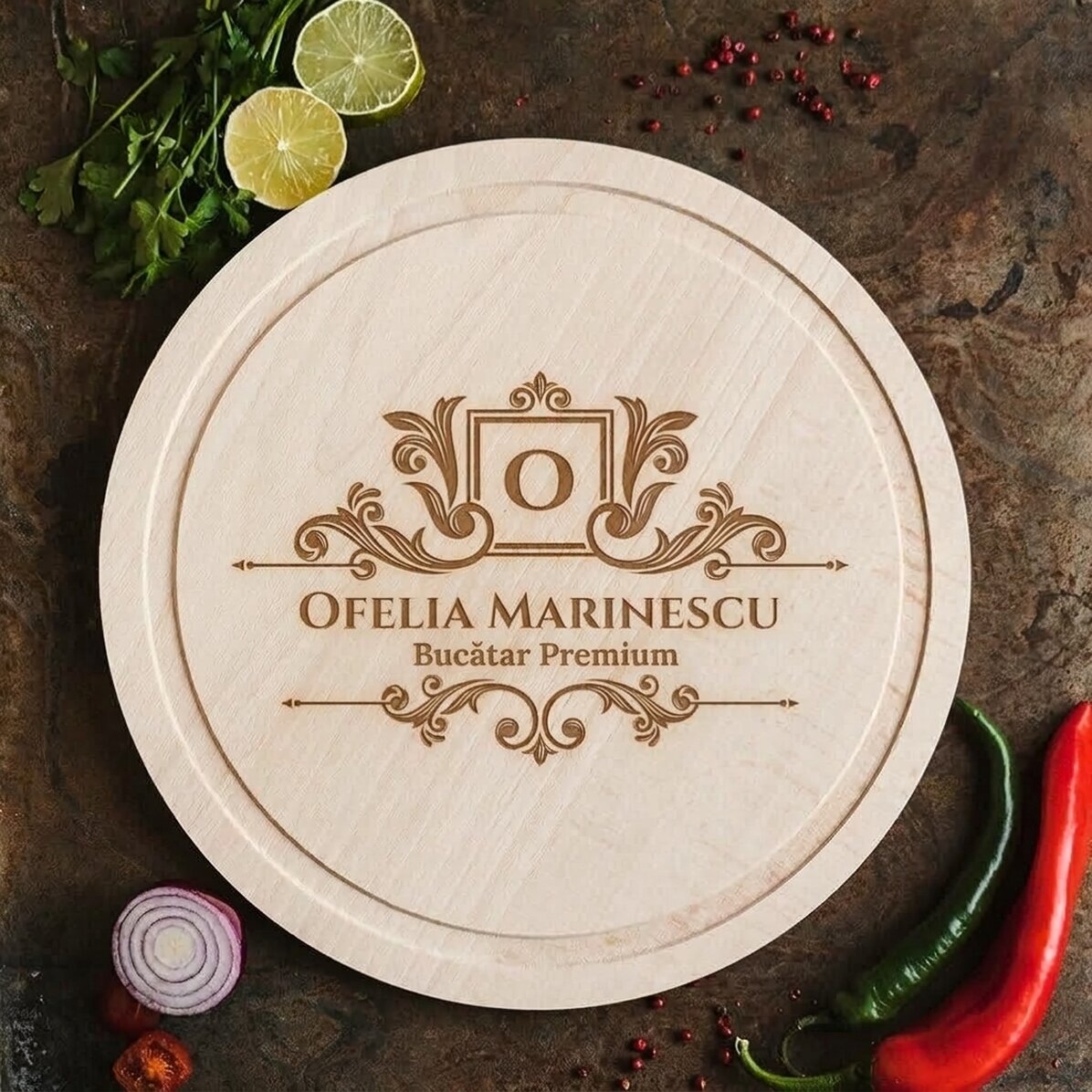 Op maat gemaakte ronde snijplank - Premium Chef