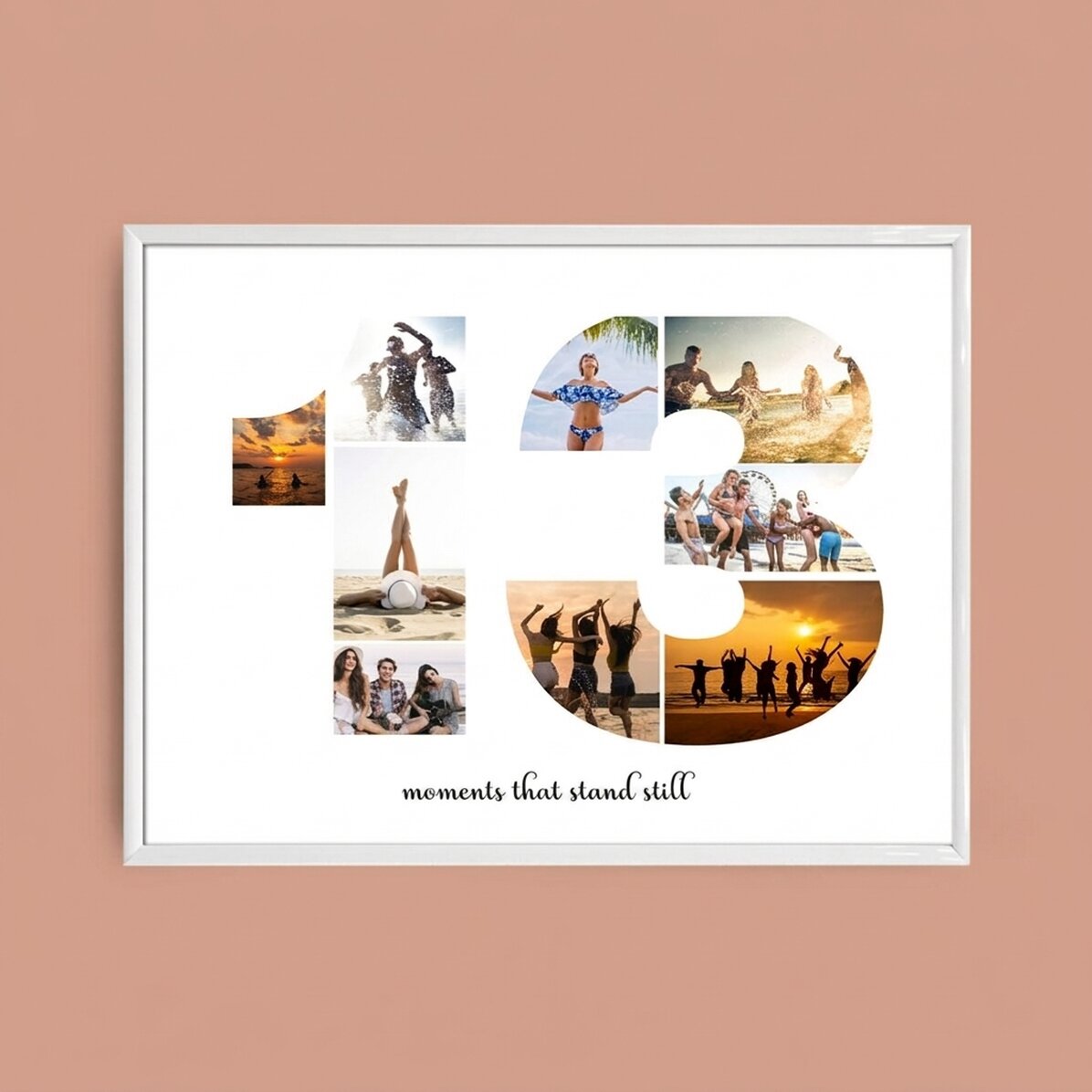 Gepersonaliseerd landschapsschilderij met 9 foto’s, model nummer 13 en tekstbericht