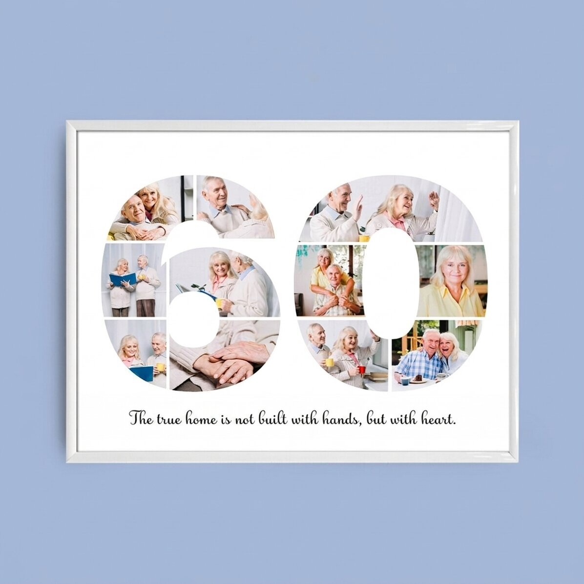 Gepersonaliseerd landschapsschilderij met 11 foto’s, model nummer 60 en tekstboodschap