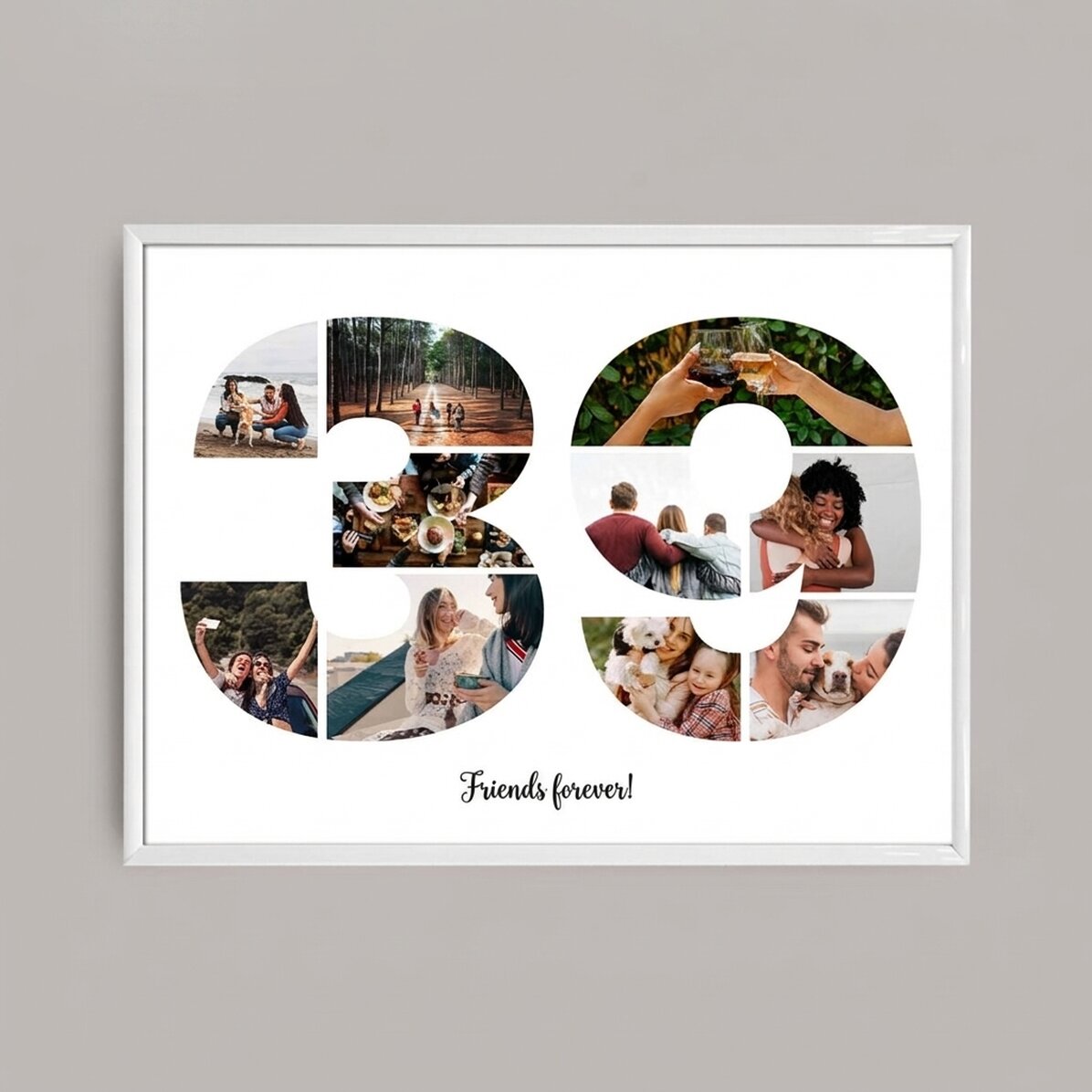 Gepersonaliseerd landschapsschilderij met 10 foto’s, model nummer 39 en tekstbericht