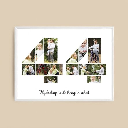 Gepersonaliseerd landschapsschilderij met 12 foto’s, model nummer 44 en tekstbericht