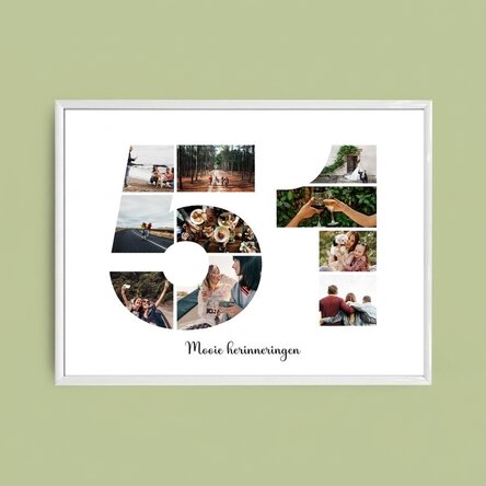 Gepersonaliseerd landschapsschilderij met 10 foto’s, model nummer 51 en tekstbericht