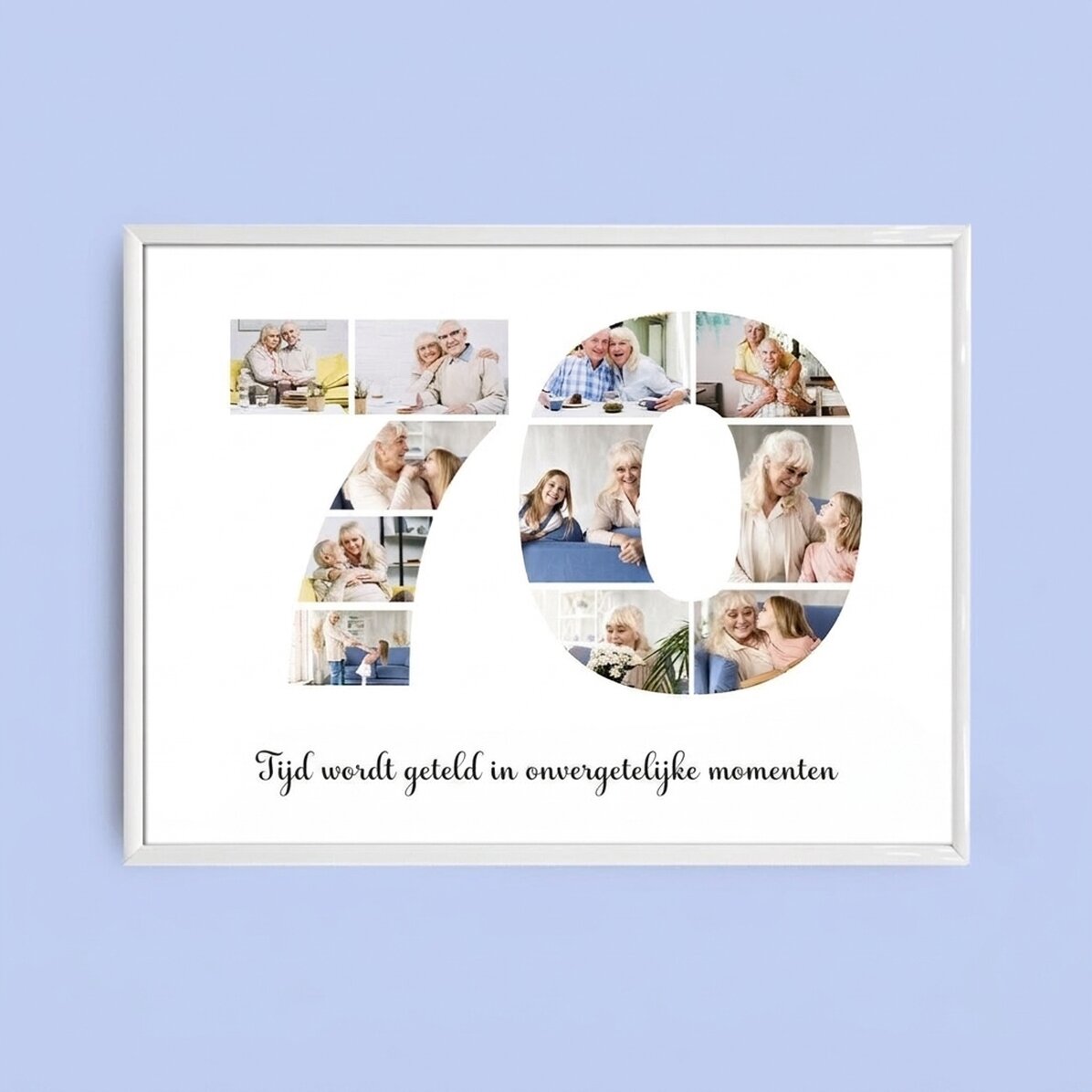 Gepersonaliseerd landschapsschilderij met 11 foto’s, model nummer 70 en tekstbericht