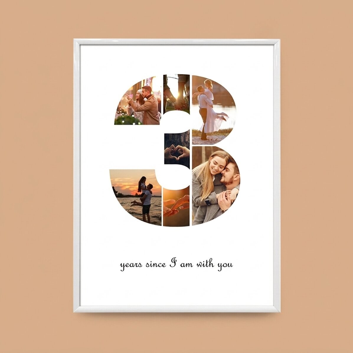 Gepersonaliseerd schilderij met 7 foto’s, model nummer 3 en tekstbericht