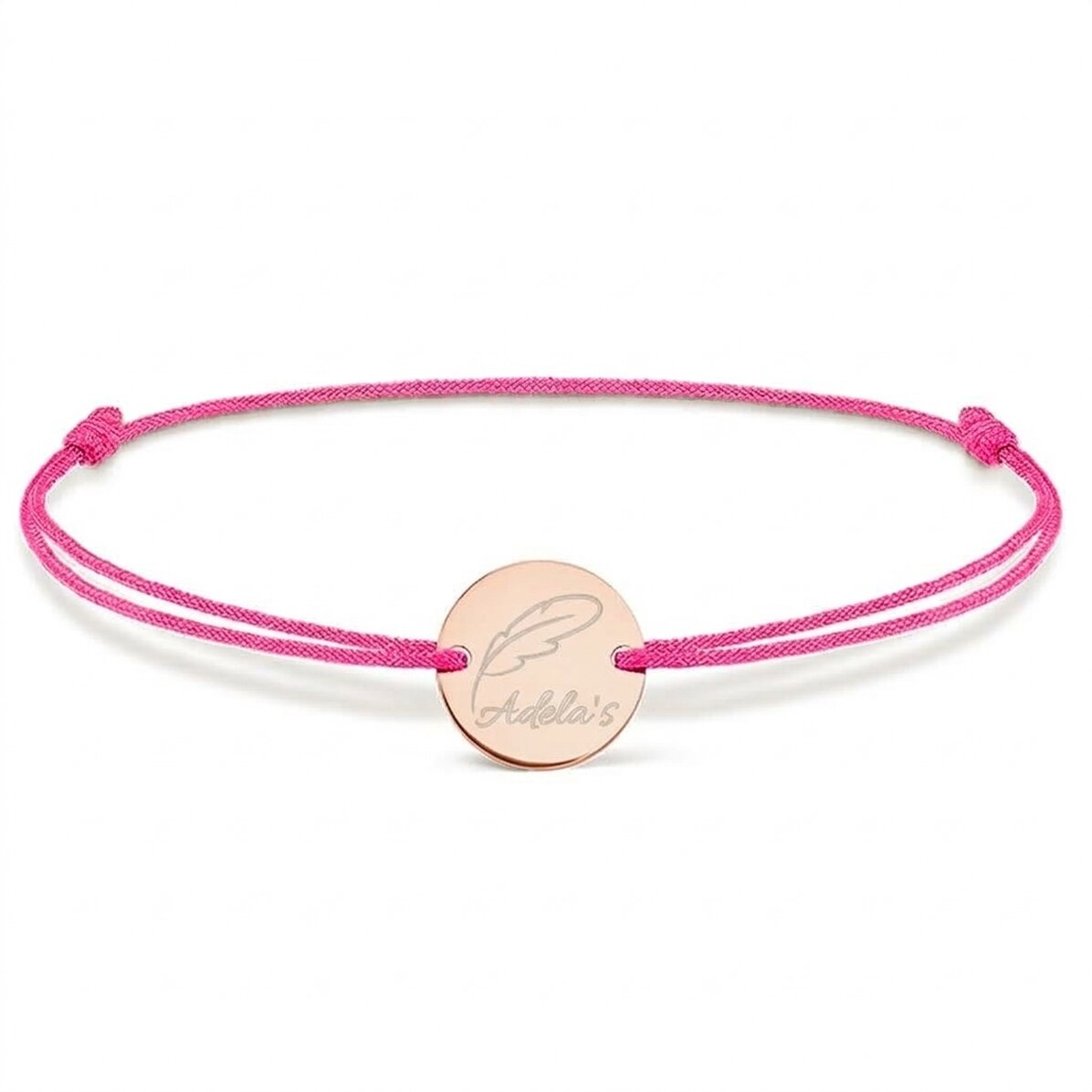 Gepersonaliseerde armband met koord – muntje 14 mm – 925 zilver – model ‘pana’
