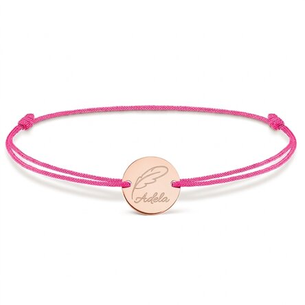 Gepersonaliseerde armband met koord – muntje 14 mm – 925 zilver – model ‘pana’