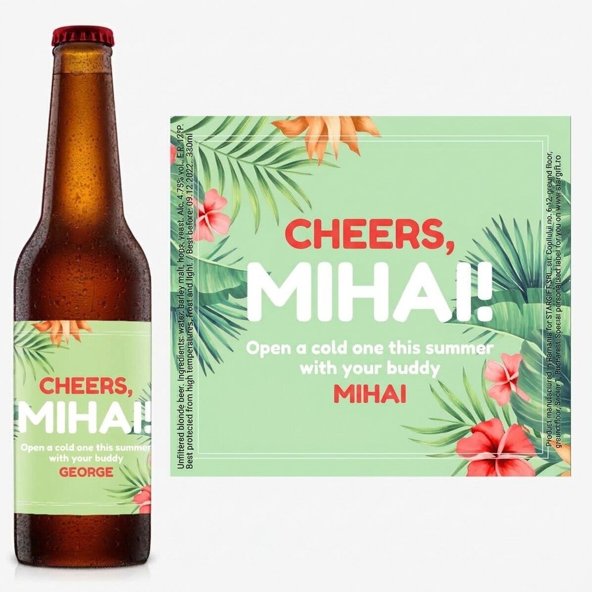 Bier met gepersonaliseerde tekst - Hibiscus