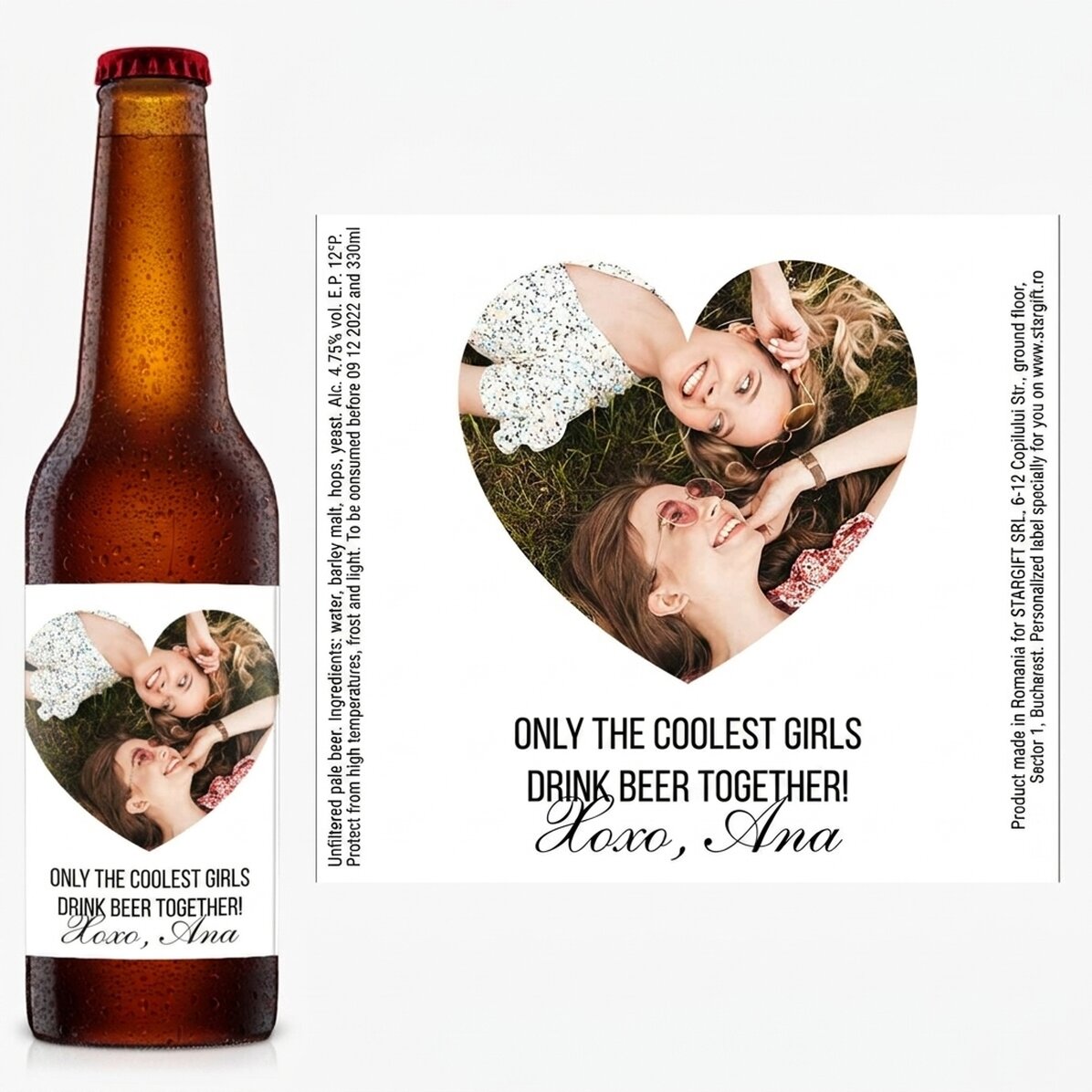 Gepersonaliseerd bier met foto en tekst - Love