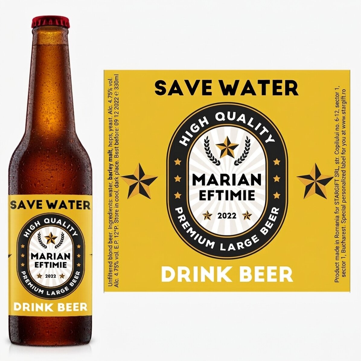Bier met gepersonaliseerde tekst - Save water drink beer
