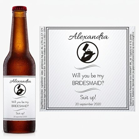 Bier met gepersonaliseerde tekst - Will you be my bridesmaid?