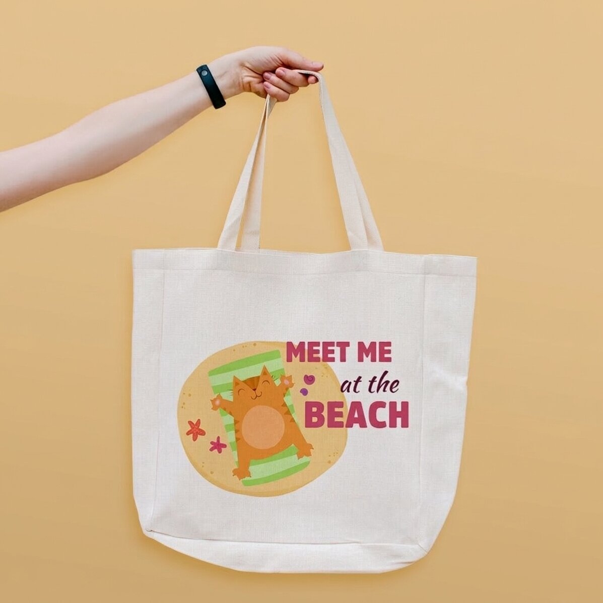 Personalised beach bag with text - Meet me at the beach