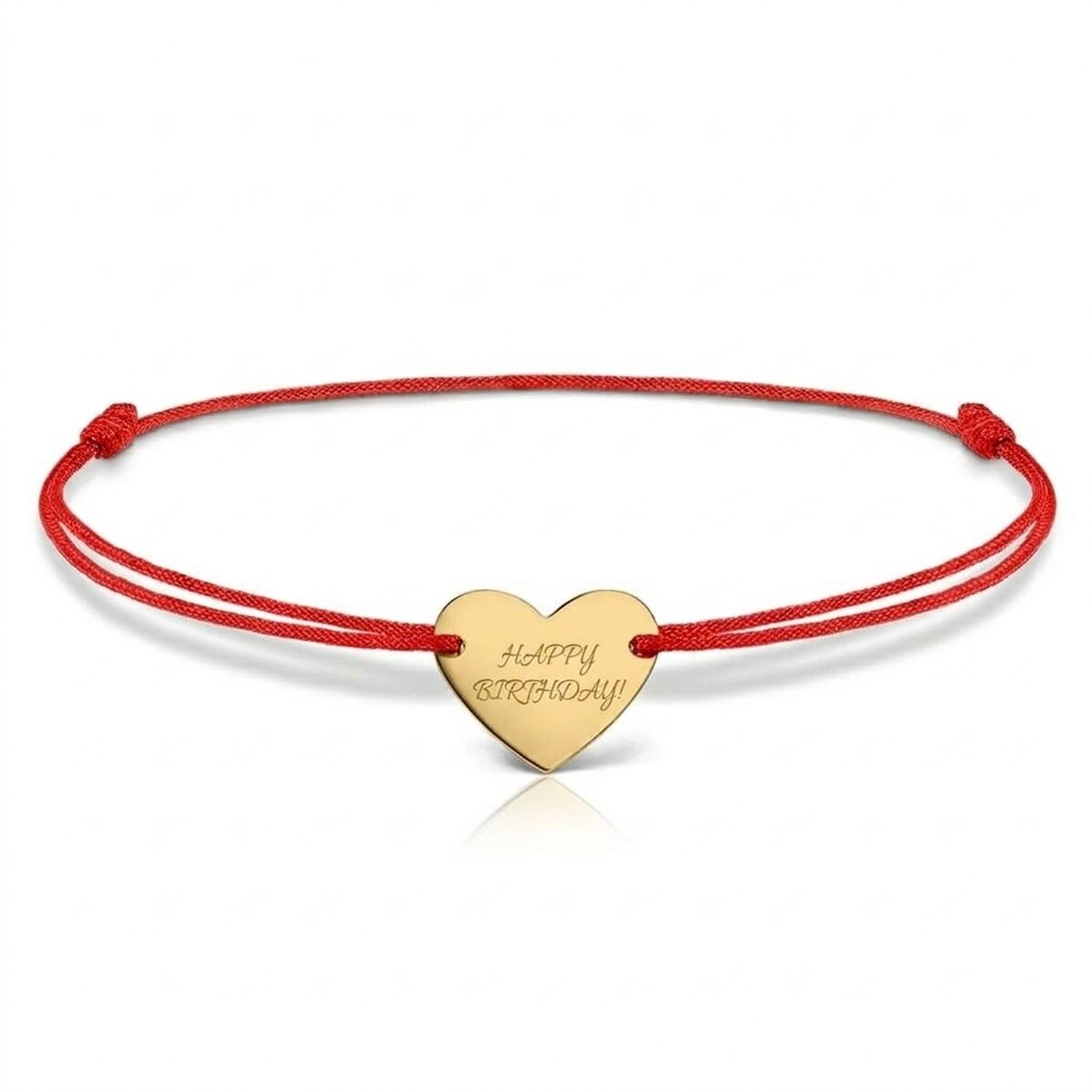 Gepersonaliseerde armband met koord - hartje 12x10 mm - 14-karaats goud - model met initiaal 5