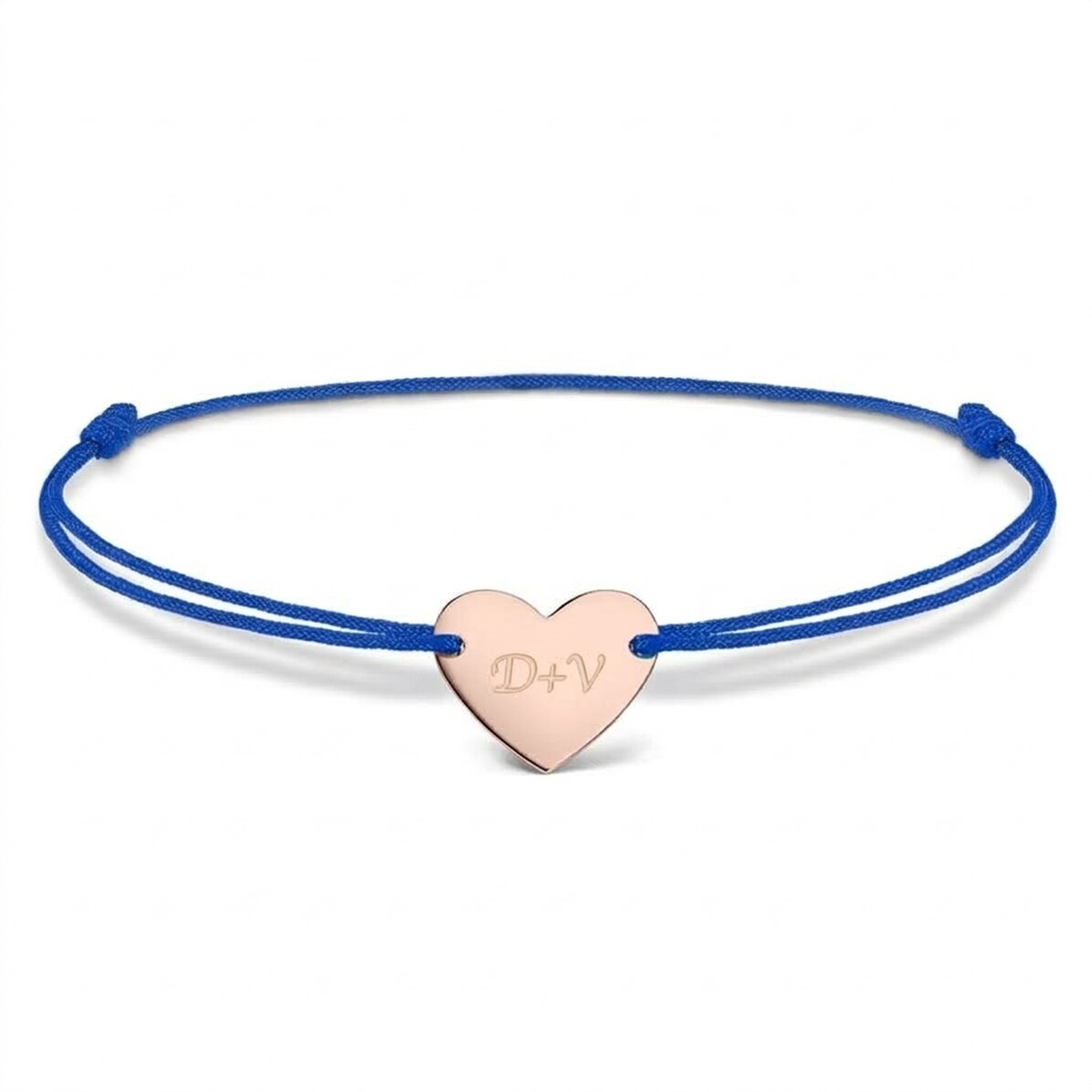 Gepersonaliseerde armband met koord – hartje 12x10 mm – 925 zilver – ‘Jij en ik’, model 3