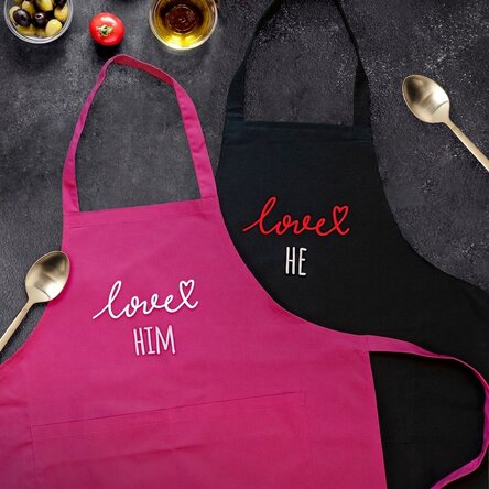 Personalised aprons for couples - love you
