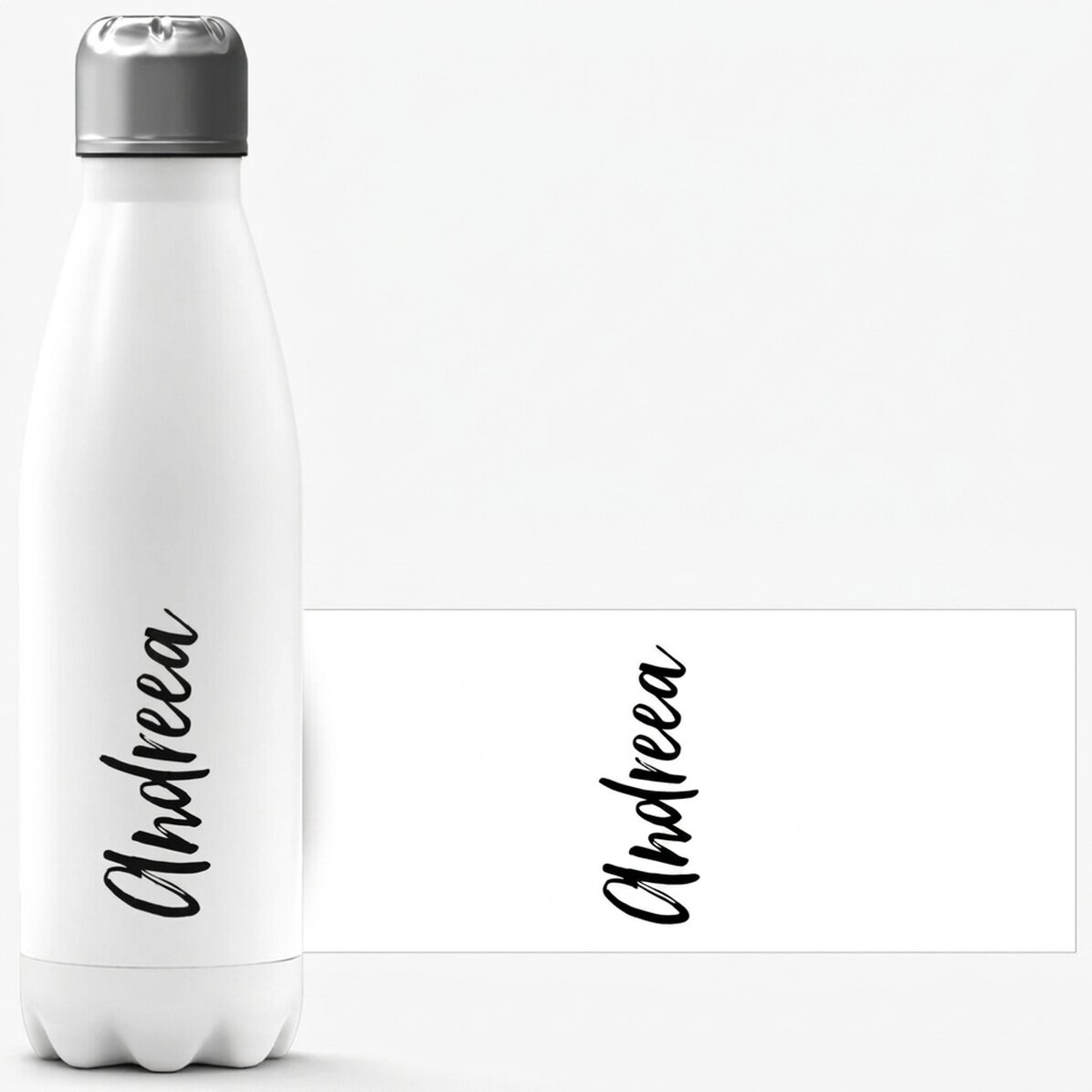 Thermosfles met witte bodem, gepersonaliseerd met jouw naam