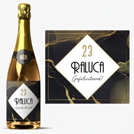 Mousserende wijn met gepersonaliseerde tekst - Abstract gold