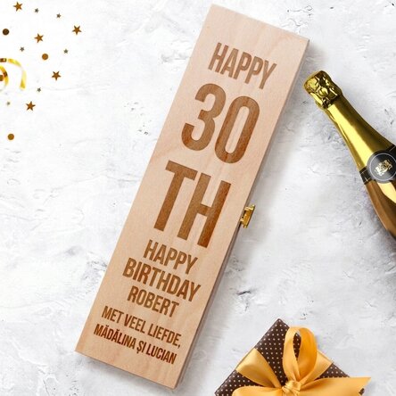 Gepersonaliseerde doos mousserende wijn - Happy birthday
