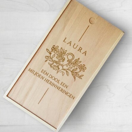 Gepersonaliseerde houten geschenkdoos - Vogel