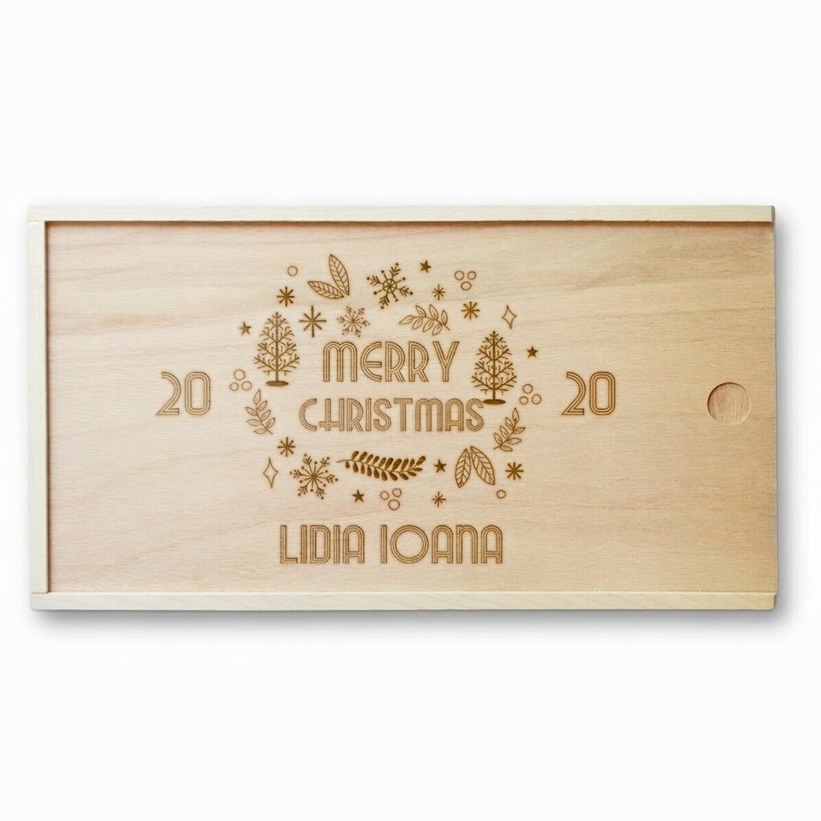 Gepersonaliseerde houten geschenkdoos - Merry Christmas
