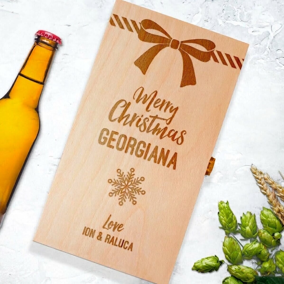 Gepersonaliseerd bierkratje voor drie flesjes - Cadeau