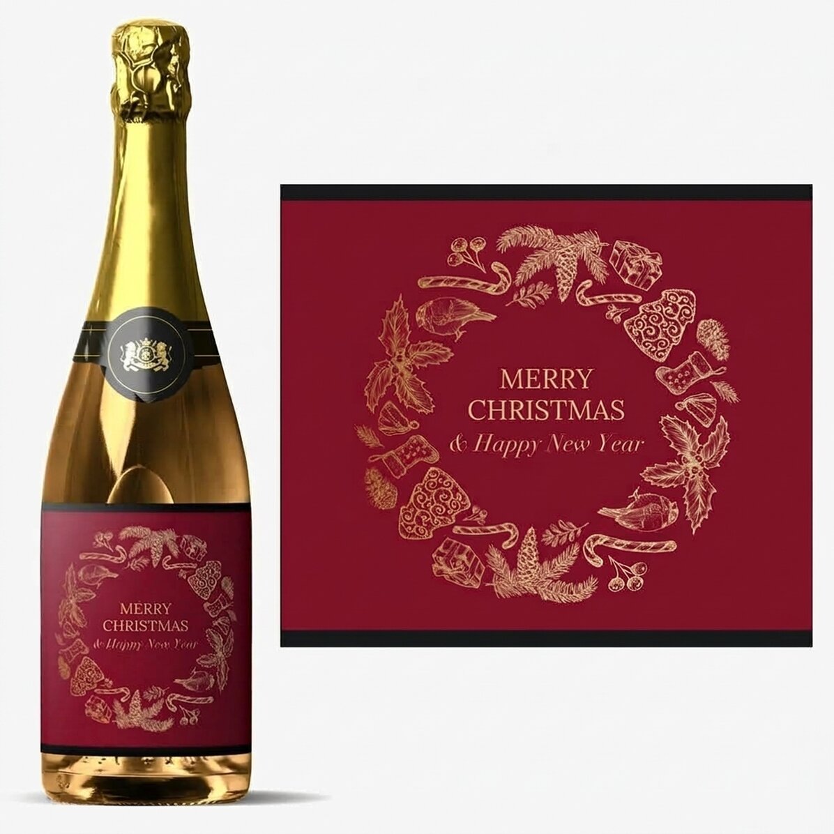 Mousserende wijn met gepersonaliseerde tekst - Christmas Spirit