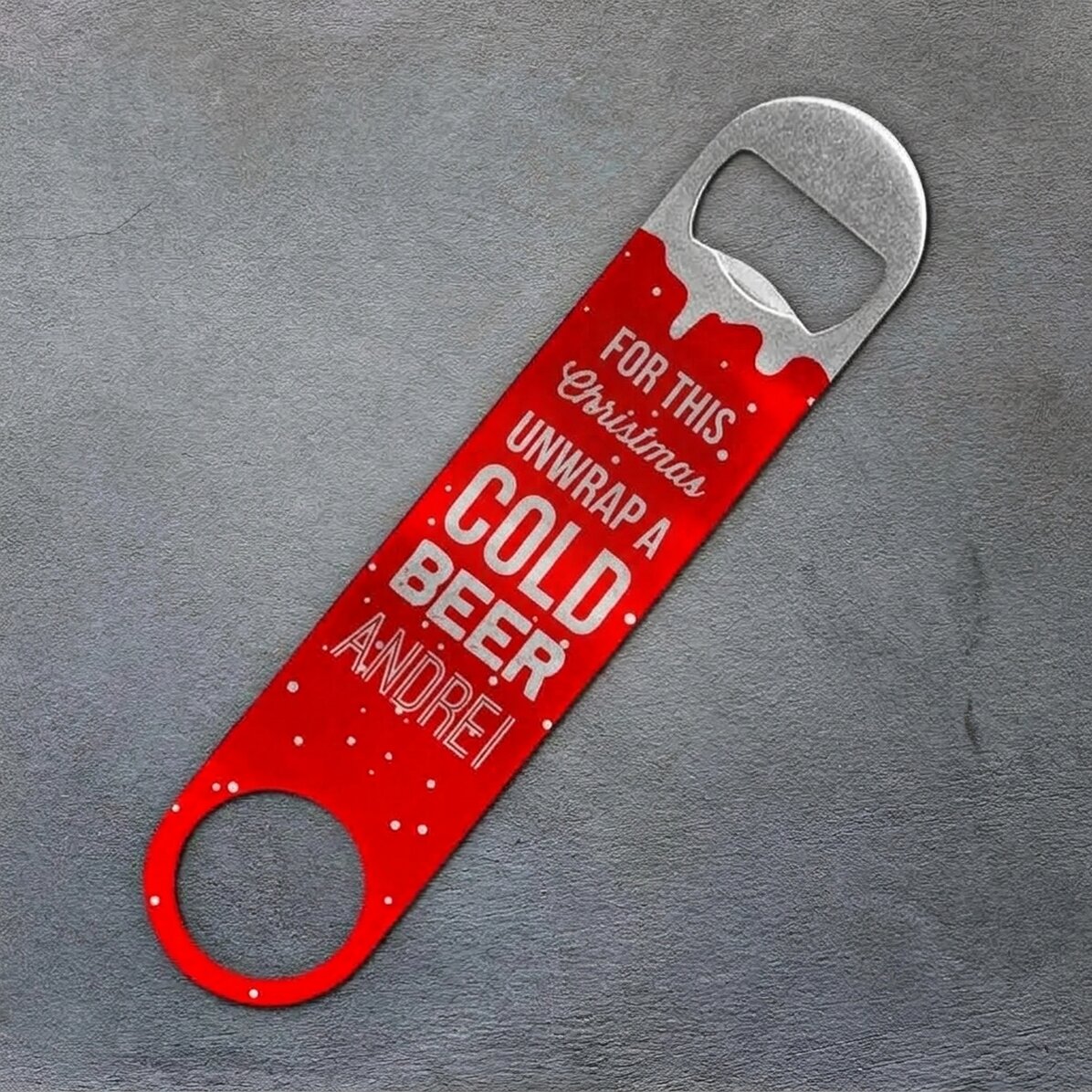 Gepersonaliseerde bieropener met tekst - This Christmas