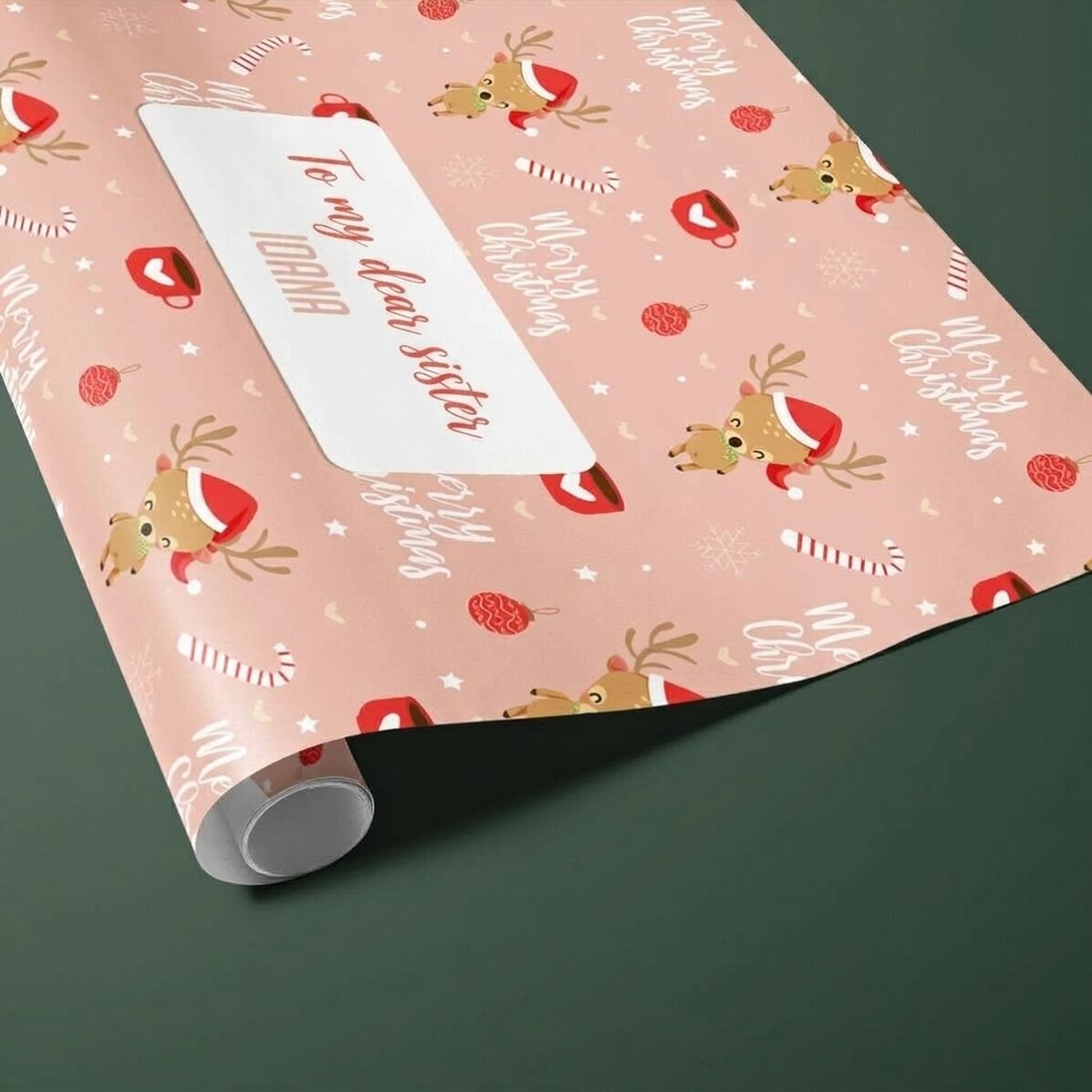 Gepersonaliseerd cadeaupapier met tekst in een kader - Sweet Christmas