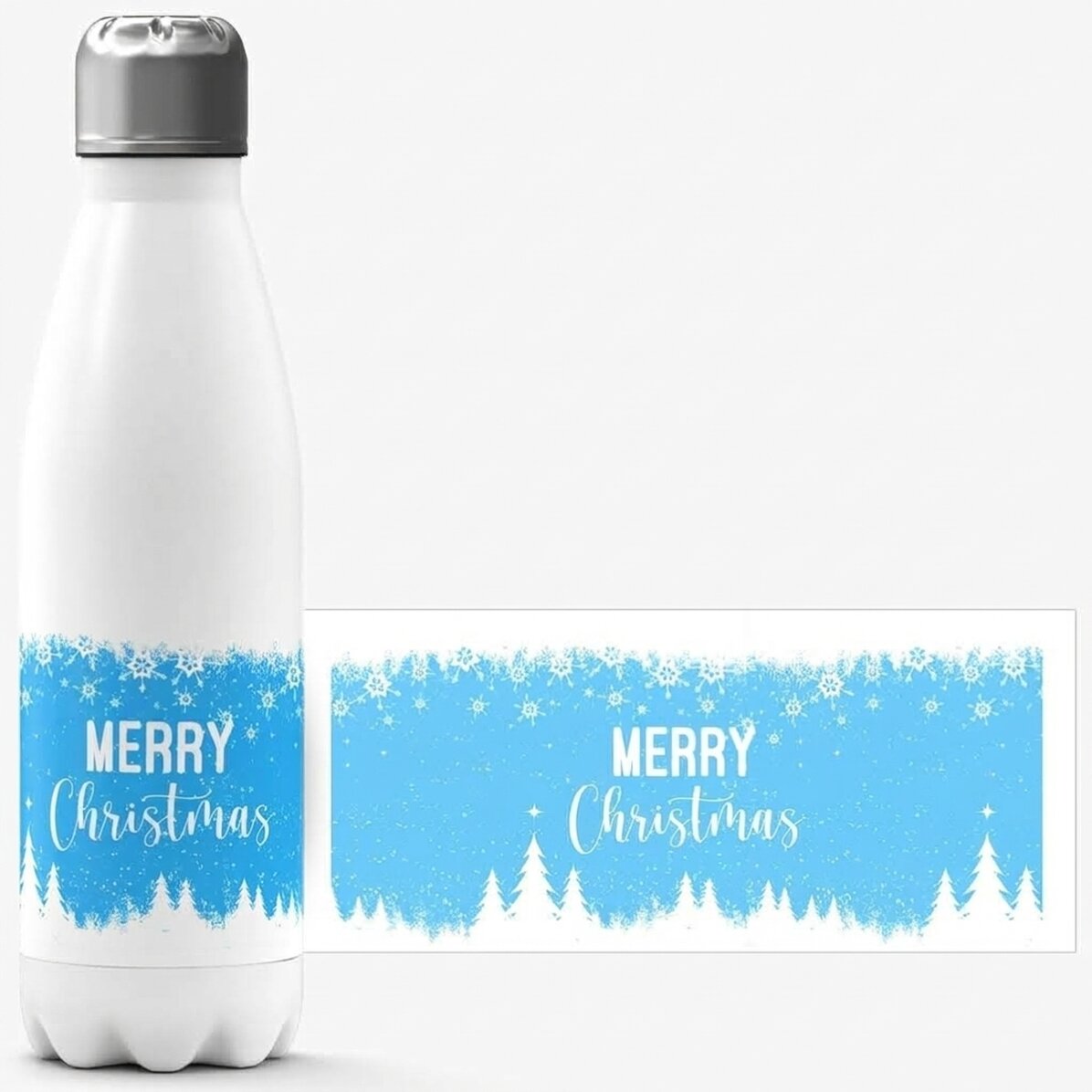 Thermosfles met witte bodem, gepersonaliseerd met naam - Winter