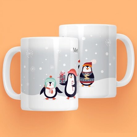 Gepersonaliseerde mok met tekst - Pinguïns