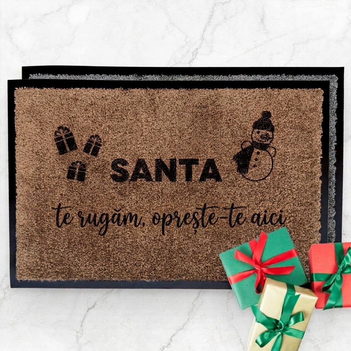 Op maat gemaakte halmat voor binnenshuis - Santa, stop hier alsjeblieft