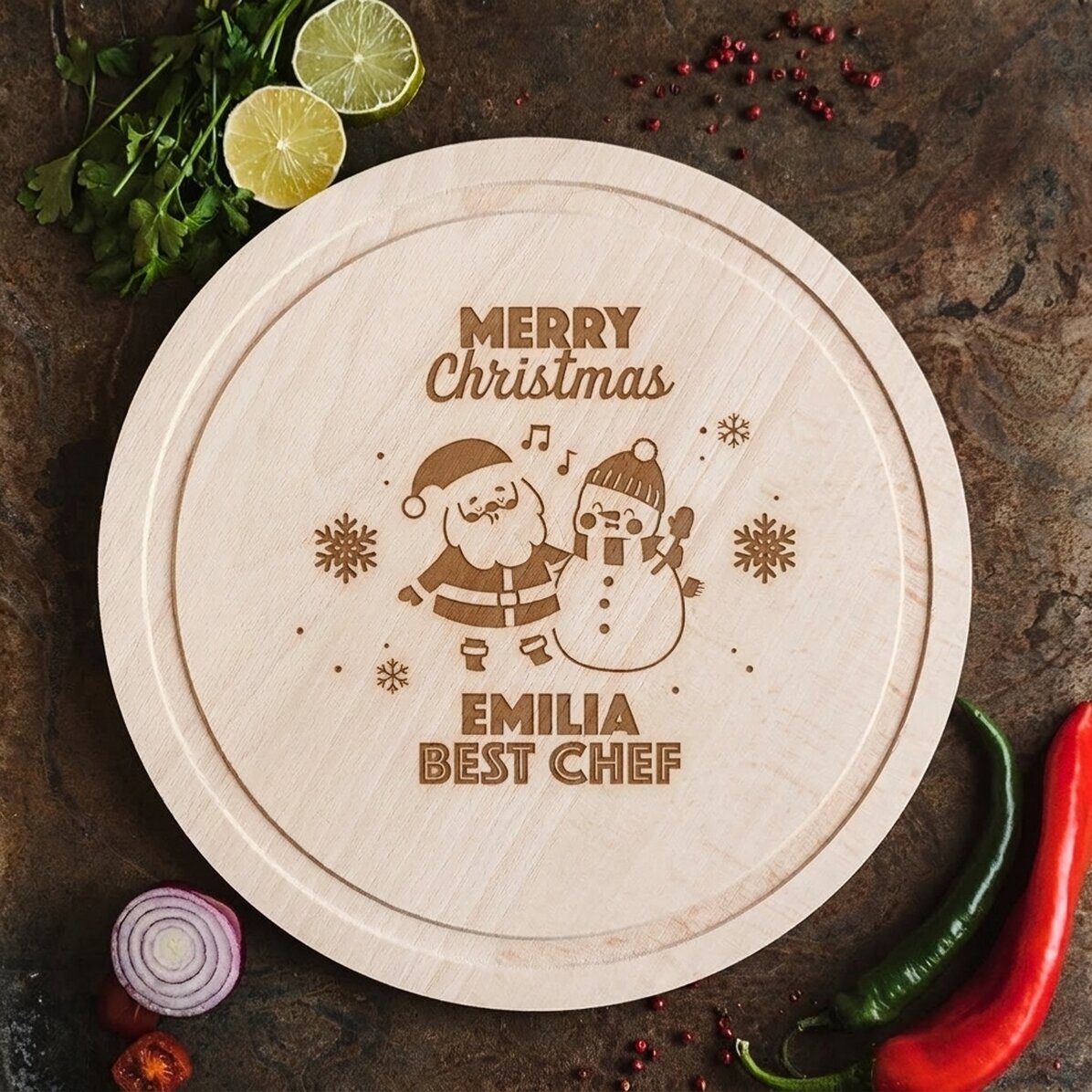 Op maat gemaakte ronde hakselaar - Santa & The Snowman