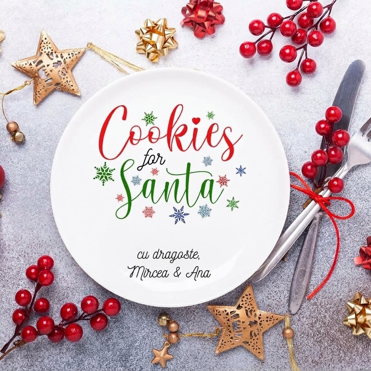 Gepersonaliseerd bord met tekst - Cookies for Santa