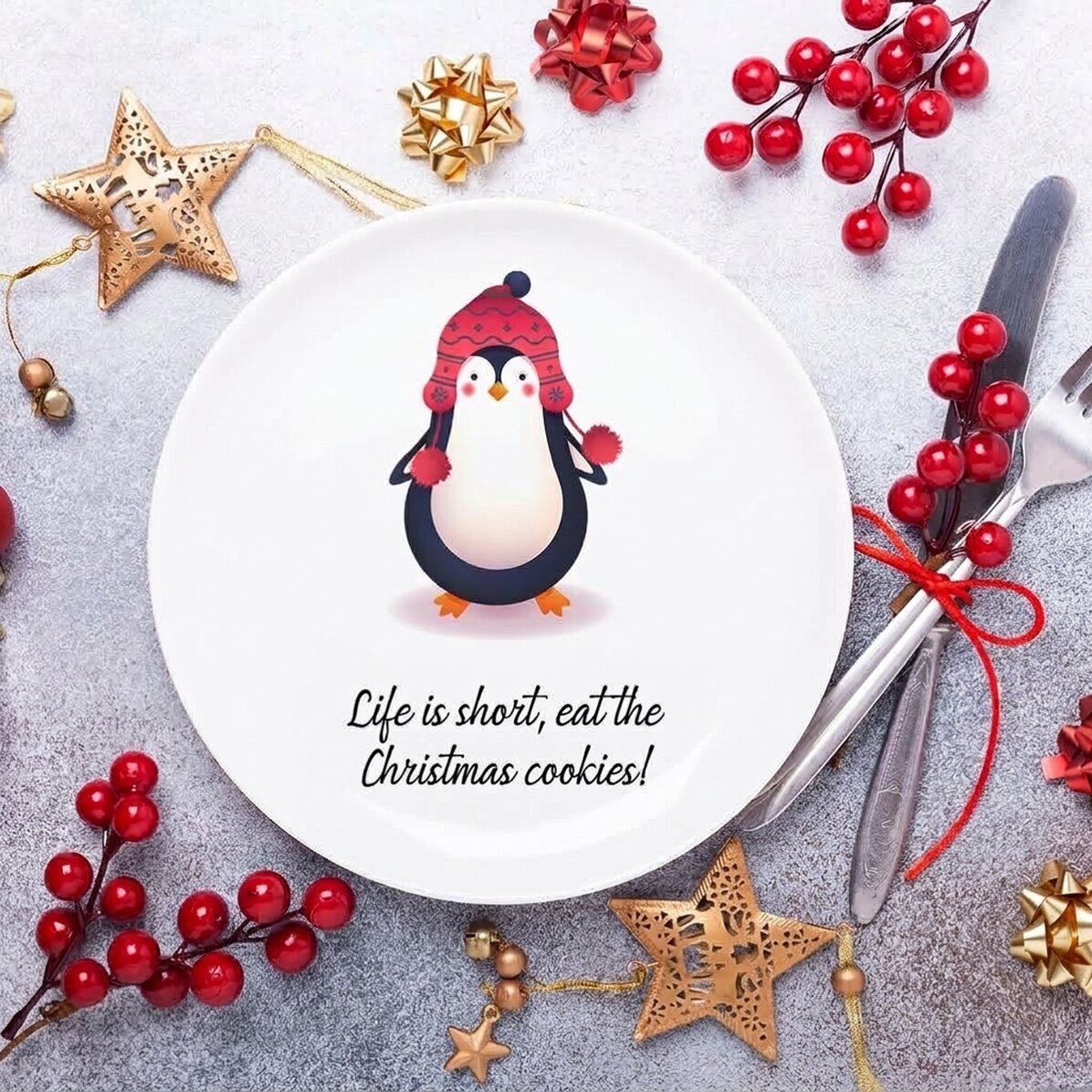 Gepersonaliseerd bord met tekst - Penguin