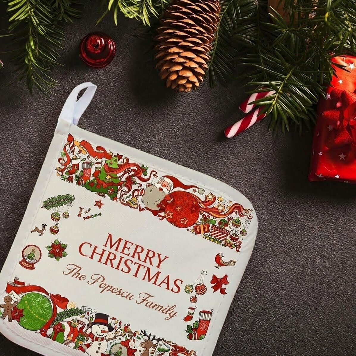 Gepersonaliseerde onderzetter voor hete pannen met tekst - Traditional Christmas