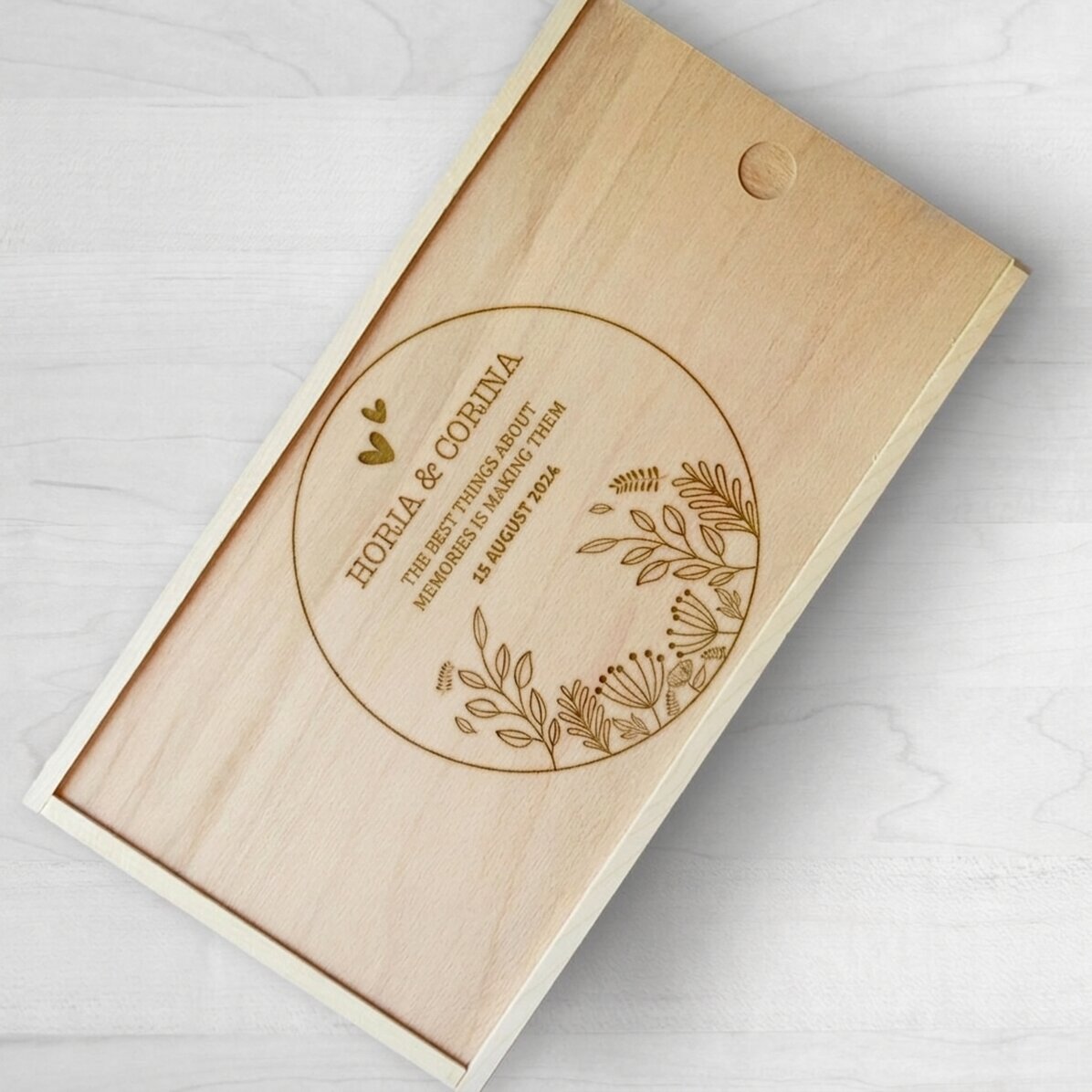 Gepersonaliseerde houten geschenkdoos - Golden memories