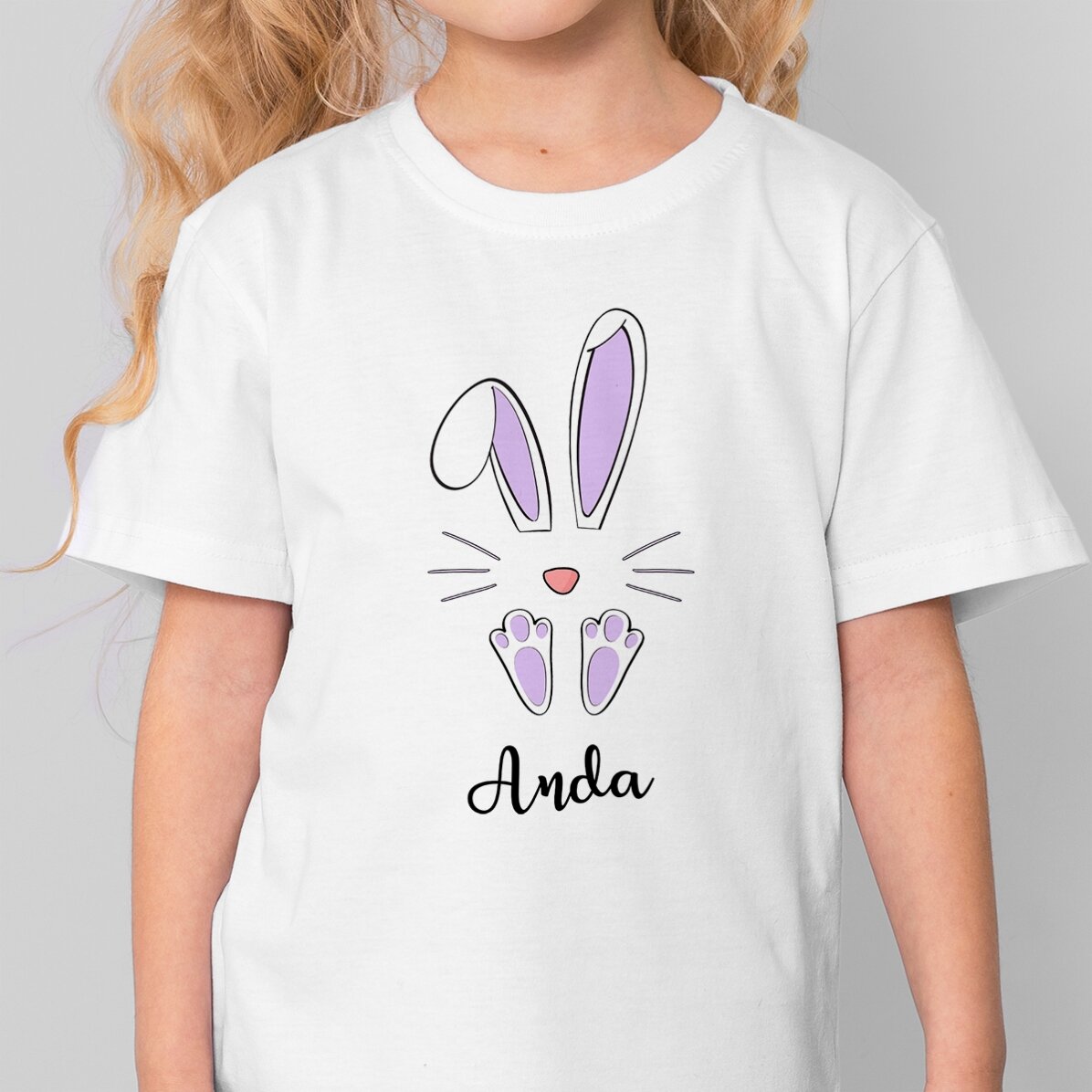 Personalised cotton T-shirt for children with name - Easter Bunny