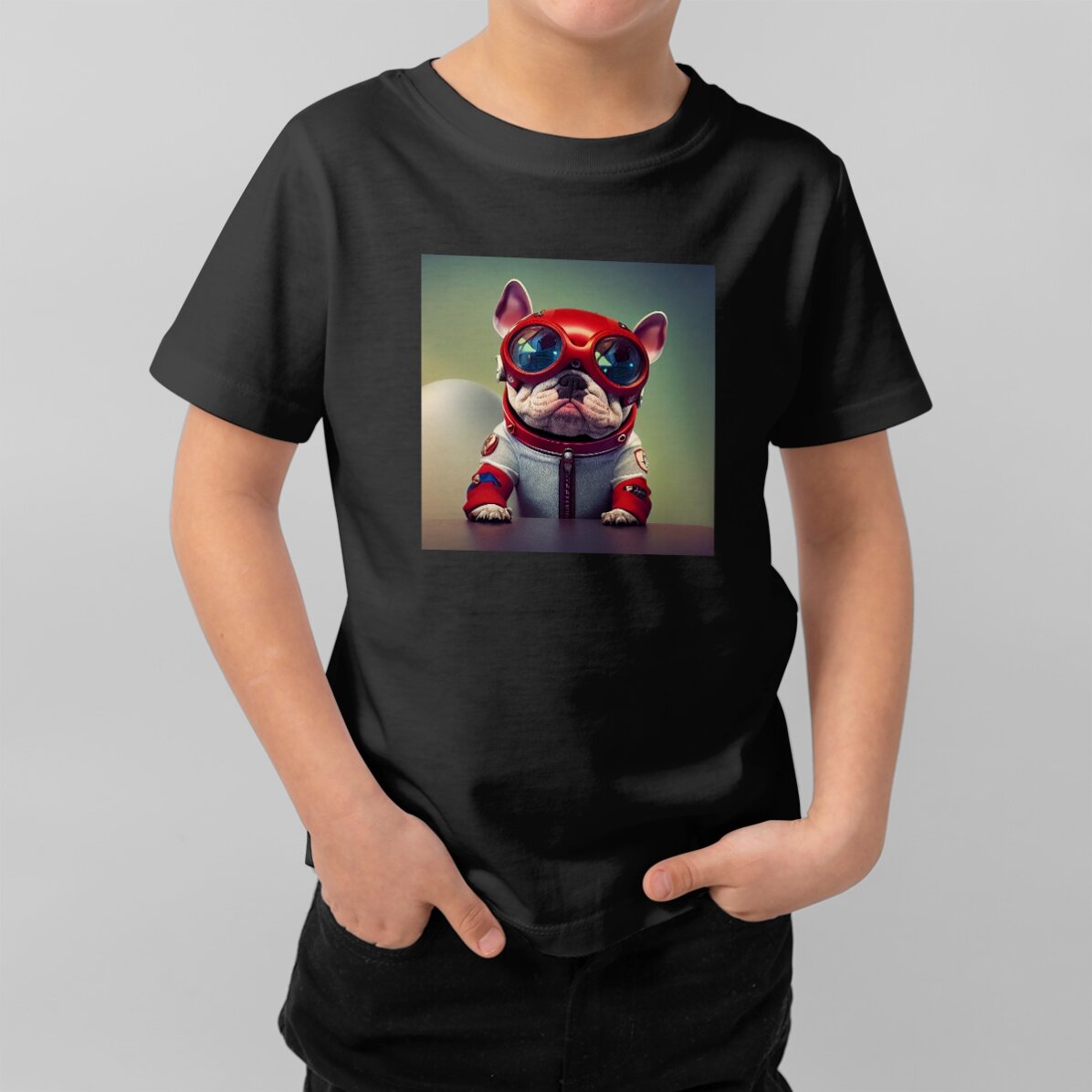 Personalised cotton T-shirt for children with a square photo