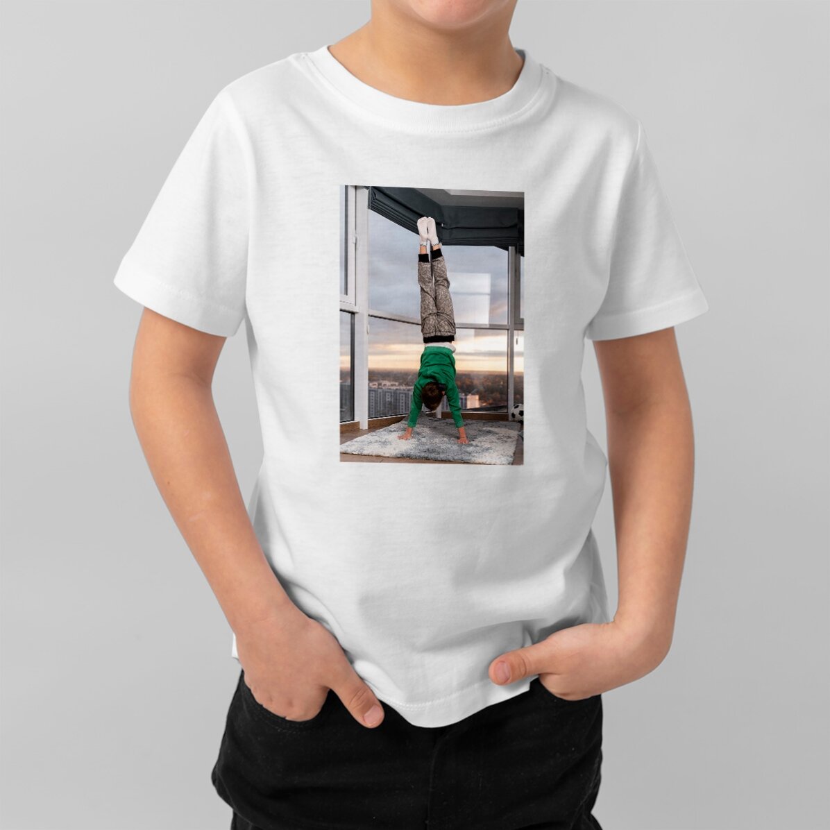 Customised cotton T-shirt for children with a portrait photo