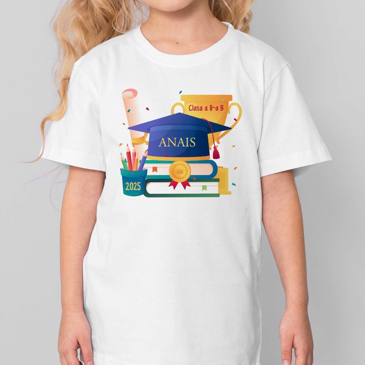 Katoenen T-shirt voor kinderen, gepersonaliseerd met tekst - Absolventa