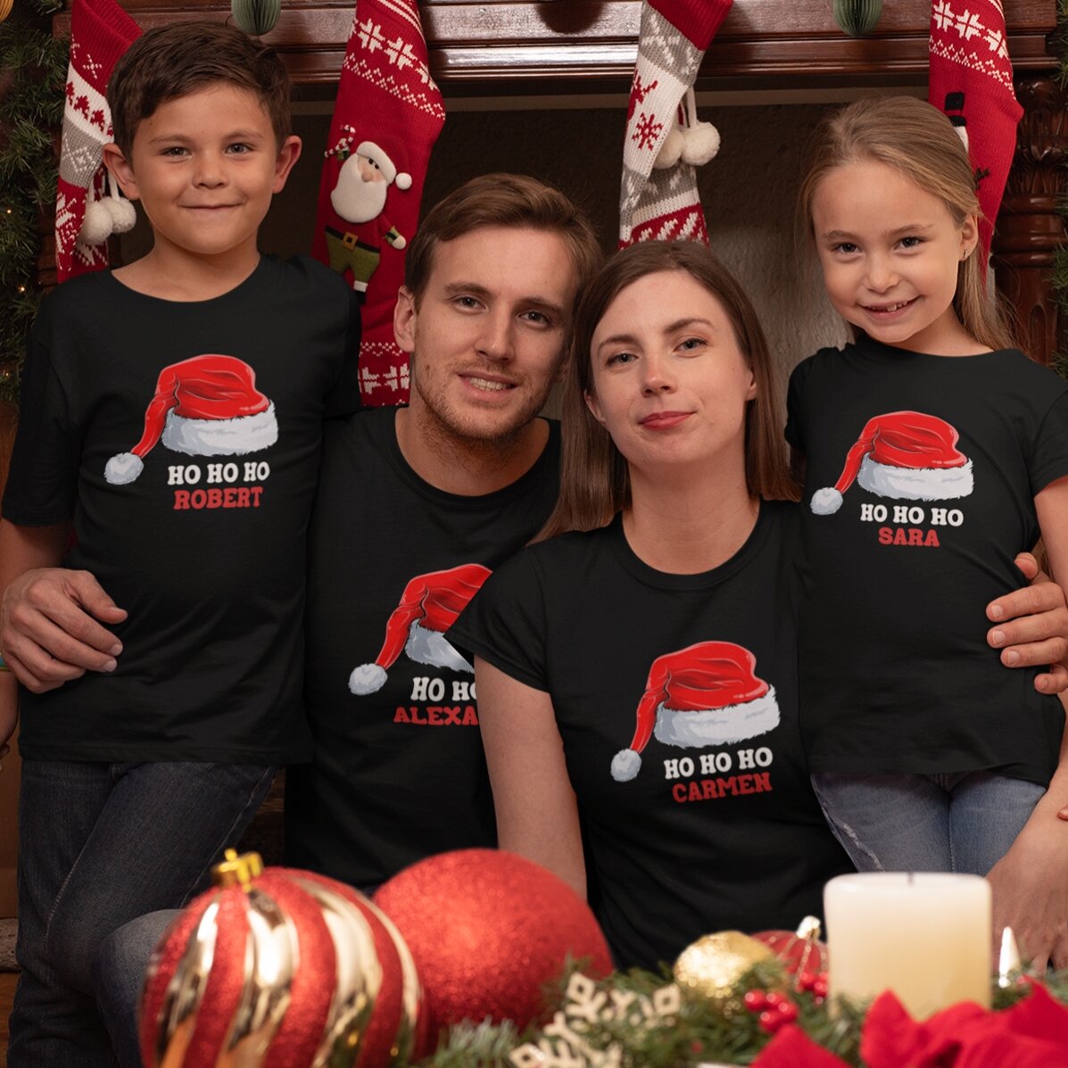 Katoenen T-shirt voor kinderen, gepersonaliseerd met tekst - Kerstmis