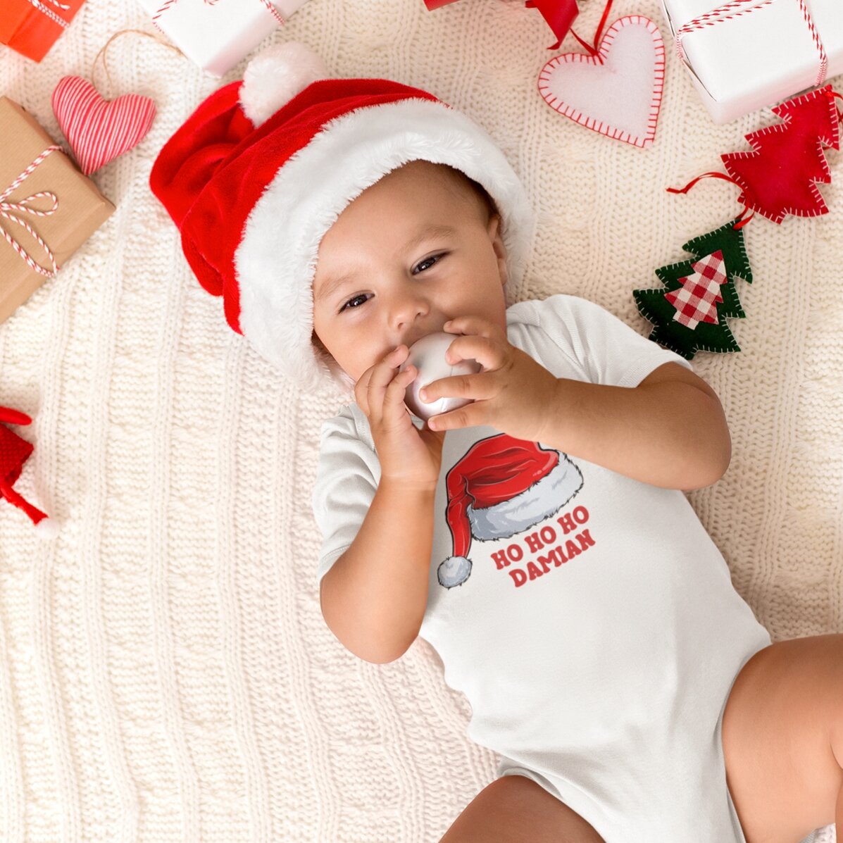 Katoenen T-shirt voor kinderen, gepersonaliseerd met tekst - Kerstmis